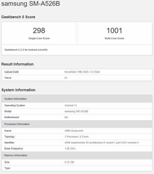 New Samsung Galaxy A52 seen on GeekBench with SD750 | DroidAfrica