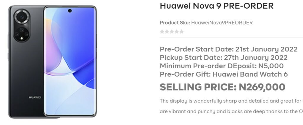 Huawei Nova 9 arrives in Nigeria with a N269,000 price tag | DroidAfrica