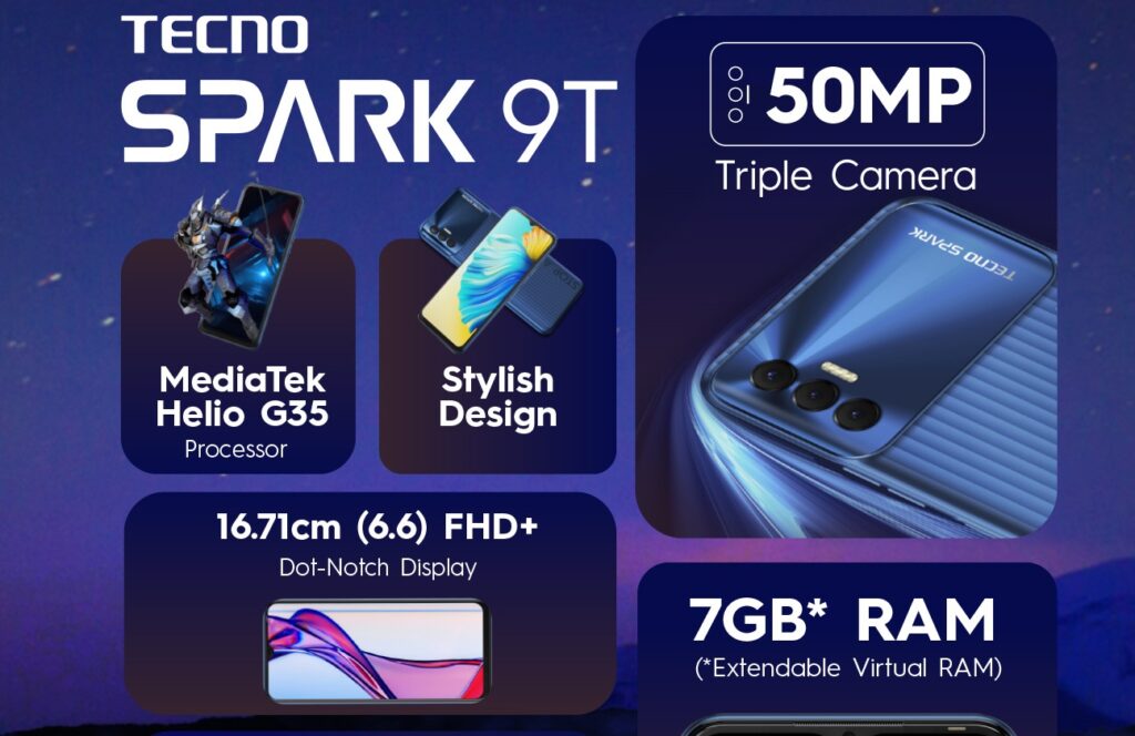 India version TECNO SPARK 9T: entry model smartphone powered by 5000mAh battery announced | DroidAfrica