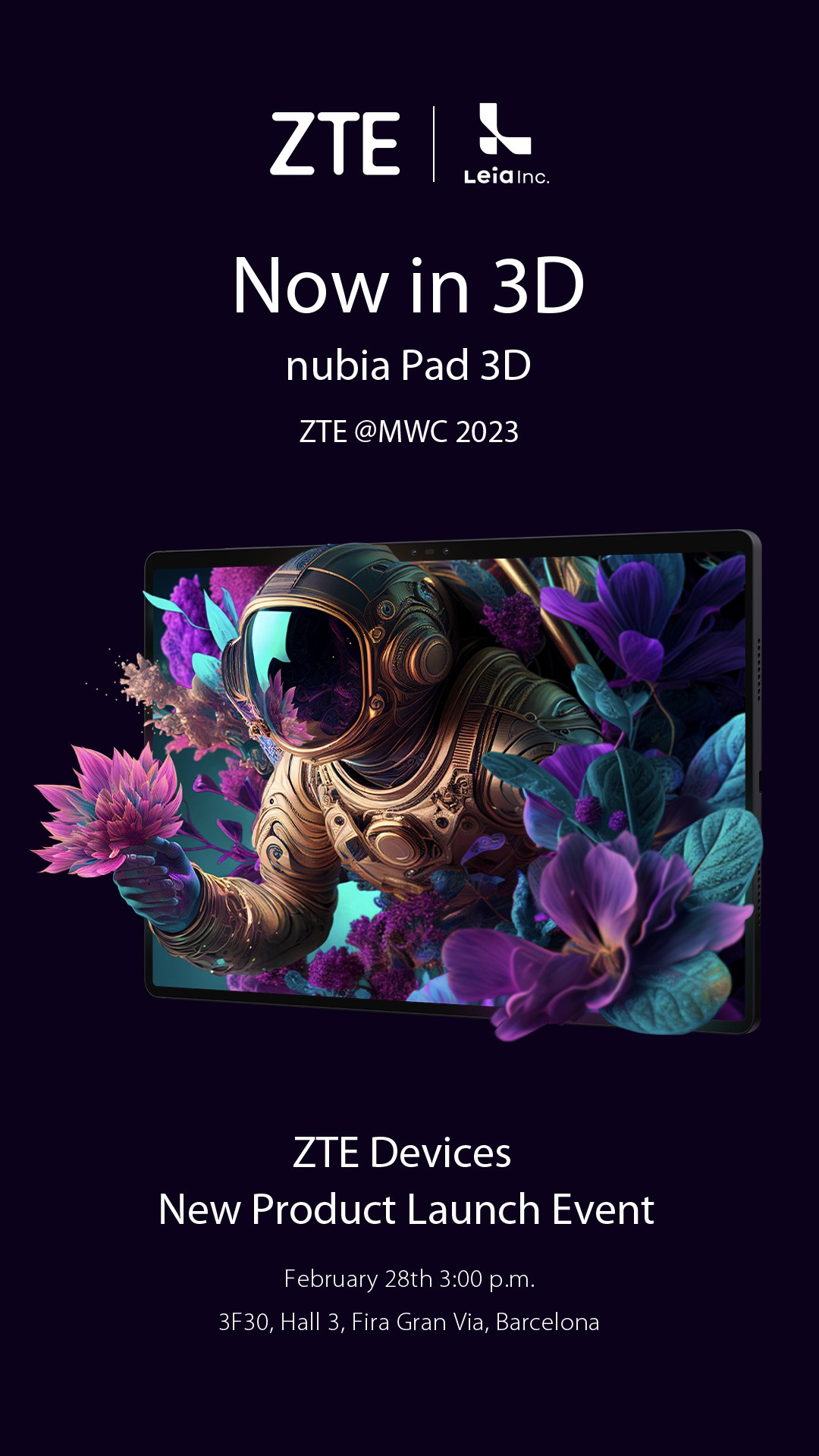 MWC 2023: ZTE will release the Nubia Pad 3D on February 28 | DroidAfrica