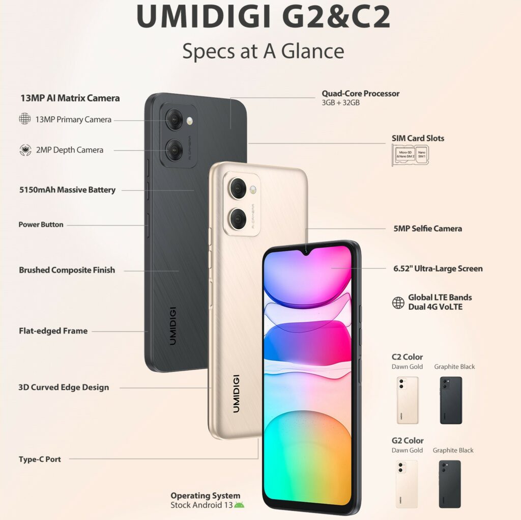 UMIDIGI G2 and C2 (2023) entry-level smartphones announced with Helio A22 CPU | DroidAfrica