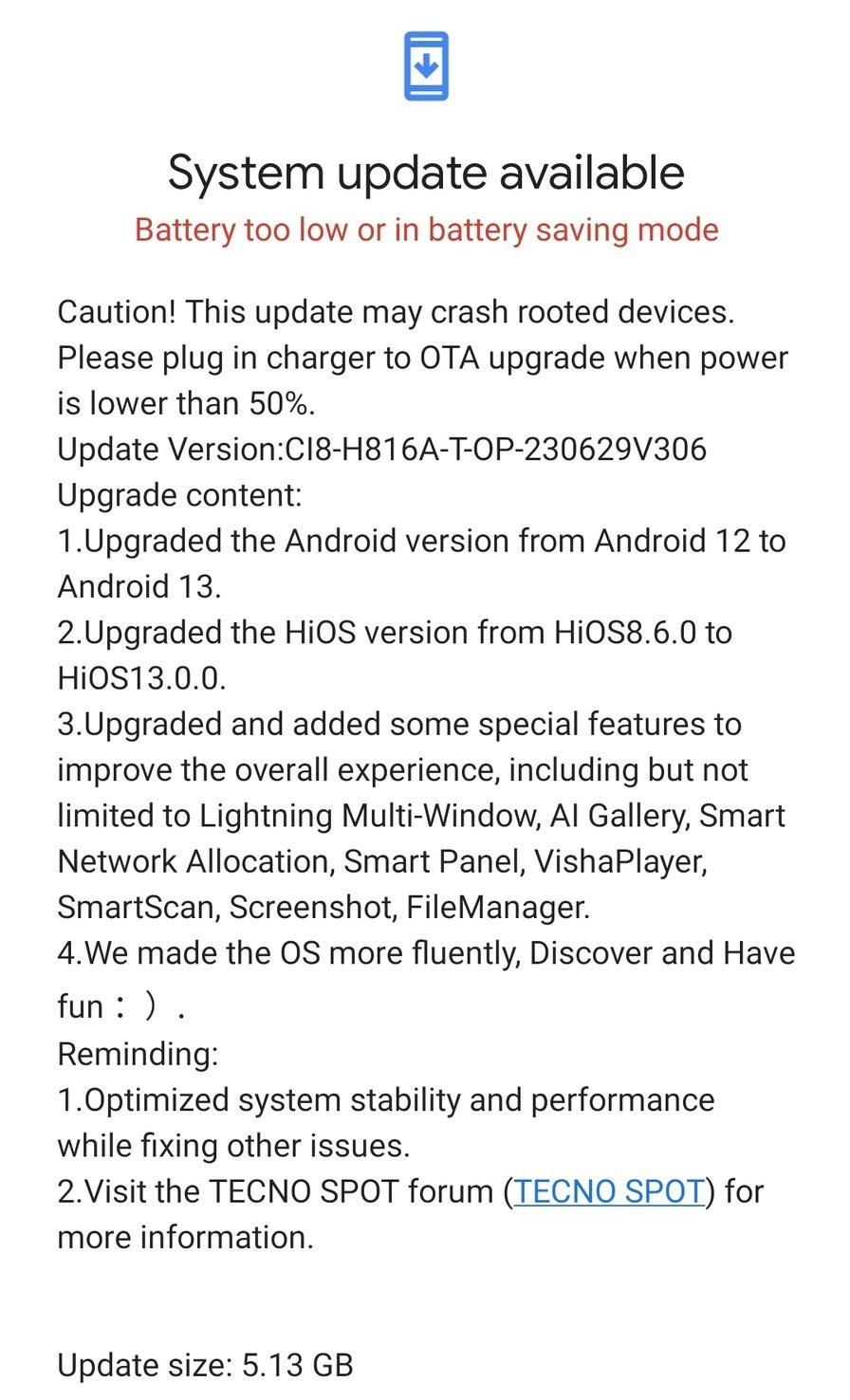 Tecno Camon 19 Pro 4G Model Now Receiving Google Android 13 Update Based on HiOS Version 13 | DroidAfrica