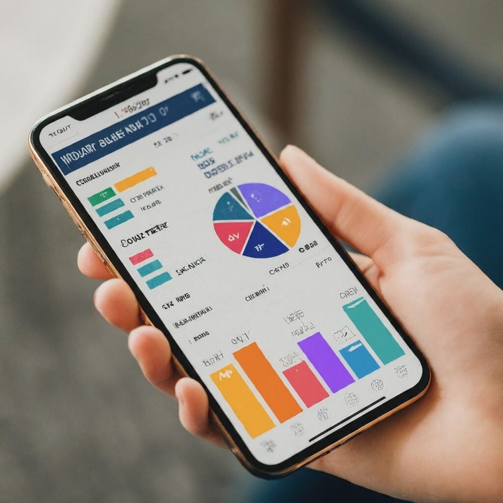 10 Incredible Things You Can Do with Your Smartphone A person using a smartphone app to check their budget with colorful charts and spending categories
