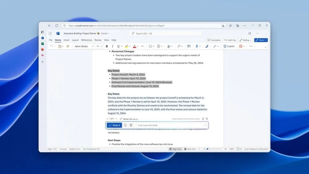 Microsoft Word Levels Up Writing with Enhanced Word Draft AI Features: Rewrite, Expand, Design Effortlessly micro 1