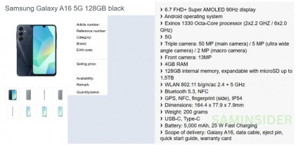 Detailed Specs for Samsung's Galaxy A16 5G and 4G Emerge image 32