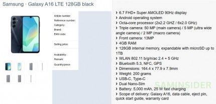 Detailed Specs for Samsung's Galaxy A16 5G and 4G Emerge image 34