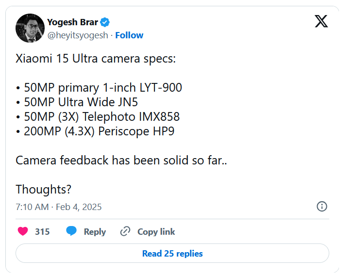 Xiaomi 15 Ultra Camera Specs Leak: A New Benchmark for Smartphone Photography? | Image No. 2 Xiaomi 15 Ultra Camera Specs Leak: A New Benchmark for Smartphone Photography? image