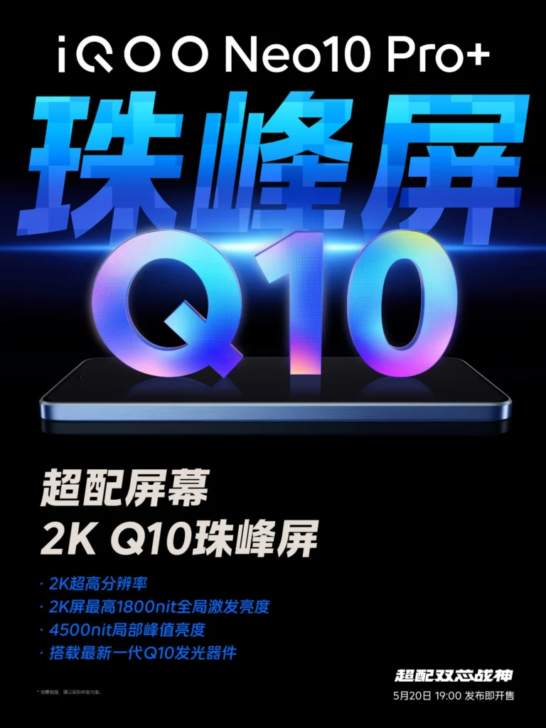 iQOO Neo 10 Pro+ becomes First neo series with Confirmed 2K Resolution Display Specifications. 1